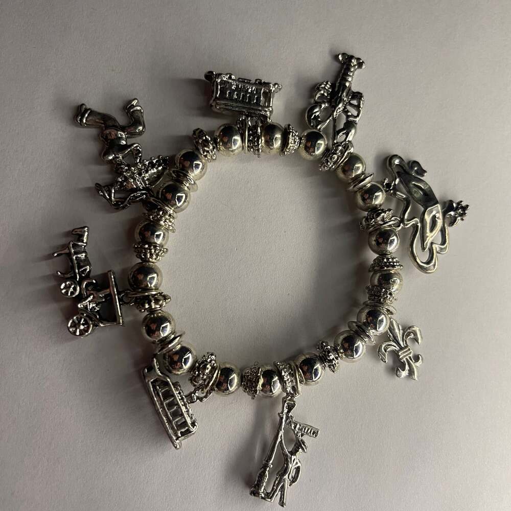 Vintage New Orleans Theme Sterling Silver Charm Bracelet